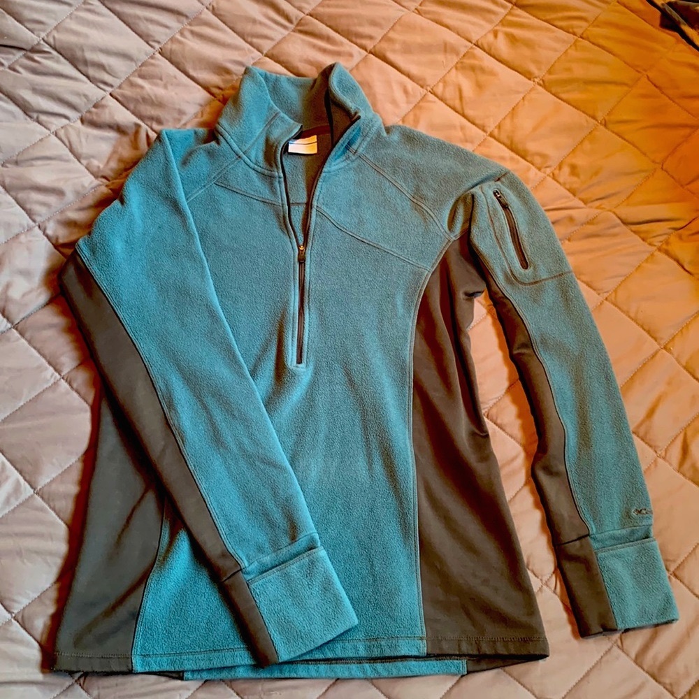 Columbia teal fleece sweater